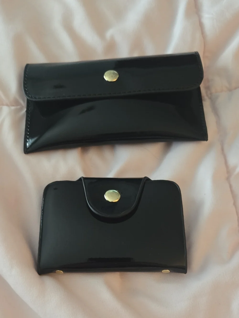 Black Patent Leather Phone Accessory Pouches - Unbranded